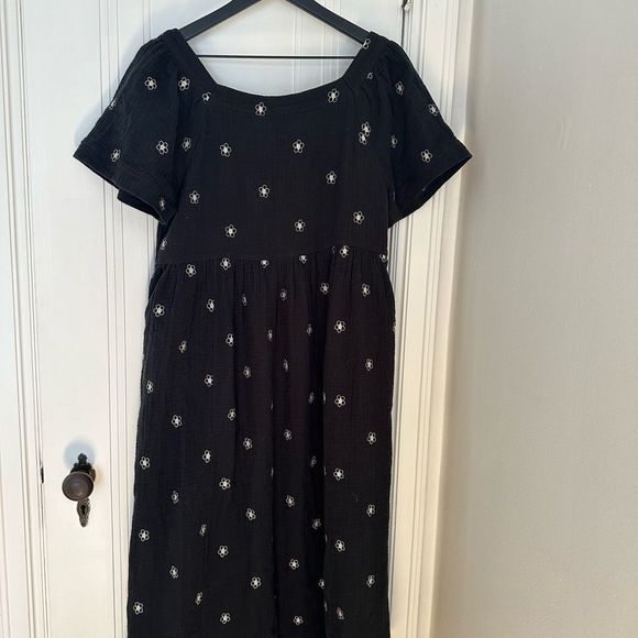 Madewell Daisy Embroidered Square Neck Lightspun Midi Dress Nedium - Picture 6 of 6